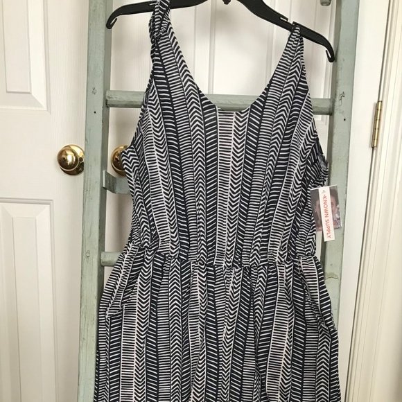 Natural By KNOWN SUPLY PETRA Organic Cotton Jumpsuit Romper (M) Lavender/Blue - Picture 6 of 10